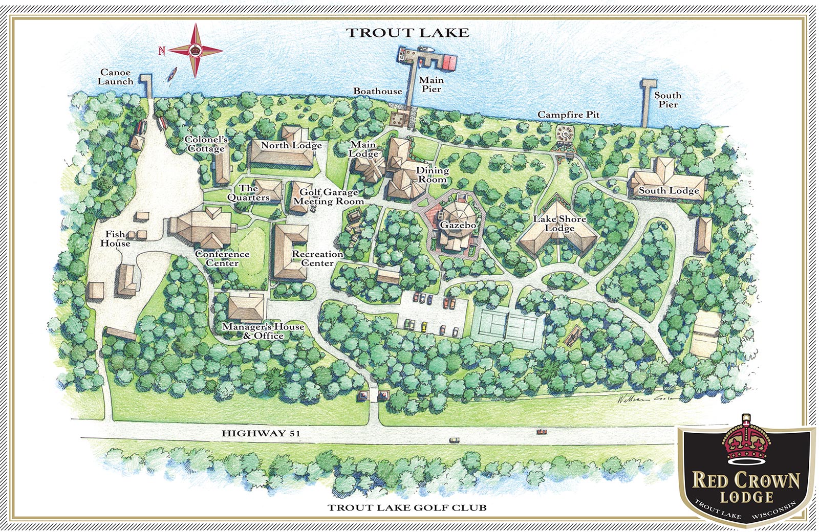 Hand drawn map of Trout Lake